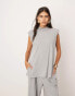 Фото #1 товара ASOS EDITION jersey rib shoulder pad longline top co-ord in grey