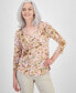 Women's Printed V-Neck Knit Top, Created for Macy's