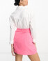 Фото #3 товара ASOS DESIGN wrap mini skirt with linen in pink