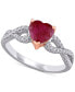 ფოტო #1 პროდუქტის Ruby (1-3/4 ct. t.w.) & Diamond (1/4 ct. t.w.) Heart Ring in 14k Rose & White Gold