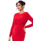 ფოტო #4 პროდუქტის Women's Ruched Long-Sleeve Slit Gown