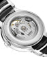 ფოტო #4 პროდუქტის Unisex Swiss Automatic Centrix Open Heart Black Ceramic & Stainless Steel Bracelet Watch 40mm