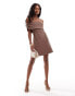 ASOS DESIGN extreme bardot mini dress in brown