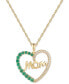 Emerald (3/8 ct. t.w.) & Diamond (1/8 ct. t.w.) Mom 18" Pendant Necklace in 14k Gold