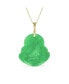 ფოტო #2 პროდუქტის Yogi Amulet LARGE Statement Thai Spiritual Green Natural Jade Carved Laughing Buddha Pendant Necklace Men Gold Plated Sterling Silver 18 "