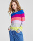 ფოტო #1 პროდუქტის Women's 100% Cashmere Striped Crewneck Sweater, Regular & Petites, Created for Macy's