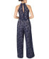 ფოტო #2 პროდუქტის Women's Lace Twist-Neck Wide-Leg Jumpsuit