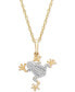 Фото #1 товара Wrapped diamond Frog 18" Pendant Necklace (1/10 ct. t.w.) in 10k Gold, Created for Macy's