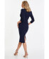 ფოტო #2 პროდუქტის Women's Pleated Detail Wrap Front Midi Dress