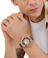 ფოტო #5 პროდუქტის Men's Automatic Skeleton Royal Black Silicone Strap Watch 46mm