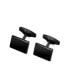 ფოტო #1 პროდუქტის Stainless Steel Polished Rectangle Curved Cuff Links - Black Plated