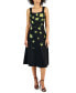 Фото #1 товара Women's Floral-Embroidered Belted Midi Dress