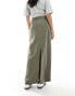 4th & Reckless tailored column maxi skirt in olive