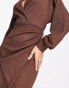 Фото #3 товара ASOS DESIGN textured collared wrap midi dress in brown