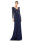 ფოტო #6 პროდუქტის Women's Embellished Long Sleeve Bodice Column Dress