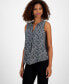 Фото #1 товара Women's Printed Split-Neck Sleeveless Top