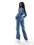 In The Style long sleeve denim jumpsuit in blue