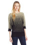 NY Collection Women's Keyhole Scoop neck Sweater Black Gold L