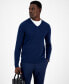 Men's Solid V-Neck Cotton Sweater, Created for Macy's