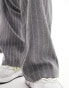 In The Style Petite x Perrie Sian wide leg drawstring trouser in grey pinstripe 38 - фото #10