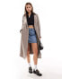 ASOS DESIGN soft midi trench coat in mushroom