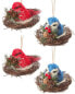 Фото #1 товара Kurt Adler 4In Cardinal & Jay In Nest Ornaments (2 Assorted) Multicolor