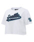 ფოტო #4 პროდუქტის Women's White Seattle Kraken Boxy Script Tail Cropped T-Shirt