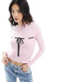 Фото #1 товара ASOS DESIGN slash neck bow ribbon top in pink