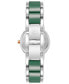 ფოტო #3 პროდუქტის Women's Three-Hand Quartz Silver-Tone Alloy with Green Ceramic Bracelet Watch, 32mm