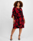 Фото #1 товара Plus Size Round-Neck 3/4-Sleeve Sheath Dress