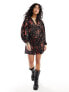 Фото #5 товара Wednesday's Girl blurred dot print satin smock dress in black and red