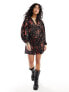 Wednesday's Girl blurred dot print satin smock dress in black and red