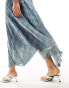 Фото #4 товара Mango hanky hem light check maxi dress in blue