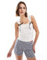 Фото #2 товара Miss Selfridge pointelle ribbon cami in ivory