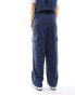 Фото #4 товара Object textured denim cargo trouser co-ord in dark blue wash