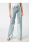 Фото #4 товара Yüksek Bel Bloklu Kot Pantolon - Longer Straight Fit Jean