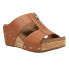 Corkys Taboo Studded Embossed Wedge Womens Brown Casual Sandals 41-0262-COGN