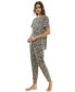 ფოტო #5 პროდუქტის Women's 2-Pc. Printed Jogger Pajamas Set