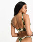 ASOS DESIGN mix and match deep band ruched crop bikini top in animal daisy print