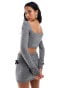 The Frolic asymmetric bow detail jumper co-ord in charcoal