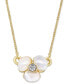 Gold-Tone Pavé & Mother-of-Pearl Flower Pendant Necklace