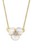 Фото #1 товара Gold-Tone Pavé & Mother-of-Pearl Flower Pendant Necklace