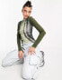 Фото #4 товара Basic Pleasure Mode blurred stripe long sleeve mesh top in green