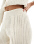 Fashionkilla knitted straight leg trousers co-ord in cream Бежевый, 42 - фото #5