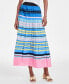 Фото #3 товара Women's Cotton Multi-Stripe Tiered Maxi Skirt, Created for Macy's