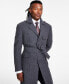 Фото #3 товара Men's Classic-Fit Plaid Self Belted Wool Blend Overcoats
