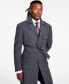 Men's Classic-Fit Plaid Self Belted Wool Blend Overcoats