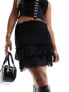 Monki mini ruffle skirt in black M - фото #1