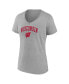 Фото #3 товара Women's Heather Gray Wisconsin Badgers Evergreen Campus V-Neck T-shirt