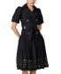 Фото #1 товара Women's Studded-Hem Puff-Sleeve Belted Dress